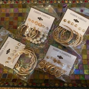 NWOT, Earrings for days and days ✨✨✨ Hoops and studs. 4 packs 🫶